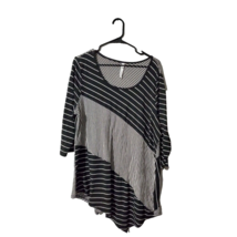 NY Collection Women Plus Size Black &amp; White Stripe Tunic Top Blouse Shirt - £12.73 GBP
