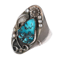 sz11 Large 1970&#39;s Navajo sterling and turquoise ring - $181.91