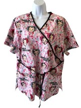 Betty Boop Scrub Top Size Large Wanna Be Loved By You All Over Pattern - $15.25