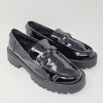 ISOMEI Womens Loafers Size 7.5  M Chunky Heel Black Patent Shoes - $60.87