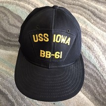 Vintage Navy USS Iowa BB-61 Snapback Hat Made In USA Blue - £11.53 GBP