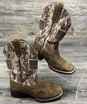 Ariat Cowboy Boots Big Kids Youth Sz 10.5 Patriot USA Flag Digital Camo 10019913 - £24.11 GBP