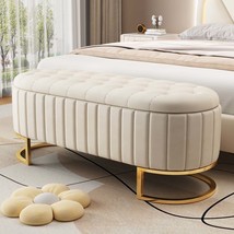 Velvet Storage Ottoman, Tufted Bench - $199.99