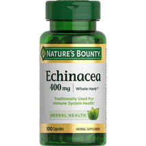 Nature&#39;s Bounty Echinacea Whole Herb Capsules, 400 Mg, 100 Ct Exp 2027 - £9.43 GBP