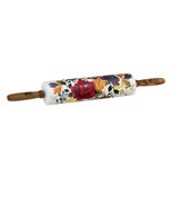Pioneer Woman ~ Stoneware ~ Rolling Pin ~ Harvest Pattern w/Acacia Wood ... - $82.02 CAD