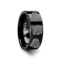 Darth Vader Star Wars Black Tungsten Engraved Ring - 10mm - £193.40 GBP