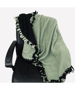 New Fleece Throw Blanket Sofa Cover Fringed Reversible Black &amp; Green 38&quot;... - $14.99