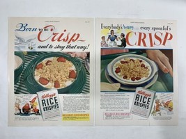 2 - 1940&#39;s Kelloggs RICE Krispies Print Ads Advertisement w Snap - Crack... - $12.87