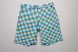 Nike Golf Mens 36 Distressed Flat Front Golfing Chino Shorts Plaid Polye... - $34.60