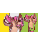Western Premium Leather Barrel Racing Trail Pink Horse Saddle Tack Size 15&quot; - $717.34 CAD