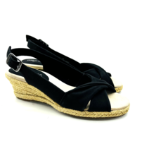 Easy Street Maureen Espadrille Wedge Sandals - Black, US 5M - $19.79