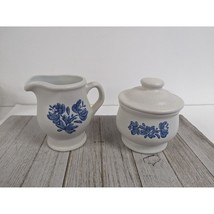 Pfaltzgraff Yorktowne Creamer Pitcher Sugar Bowl Lid Stoneware USA Blue - $14.96