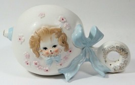 Vintage Napcoware Ceramic Baby Rattle Vase Planter Cute Dog - £17.60 GBP