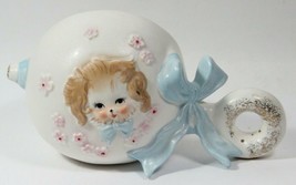 Vintage Napcoware Ceramic Baby Rattle Vase Planter Cute Dog - $421.00 MXN