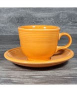 Fiesta Tea Cup &amp; Saucer Set Orange Homer Laughlin HLC Fiestaware Made US... - £6.93 GBP