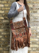 Boho Leather Bag Handmade Hippie bag . Vintage Leather  bag .Tribal shou... - £182.26 GBP