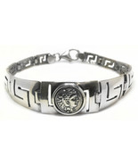 Hercules - Ancient Greek Drachma Coin &amp; Meander - Sterling Silver Bracelet  - £129.49 GBP