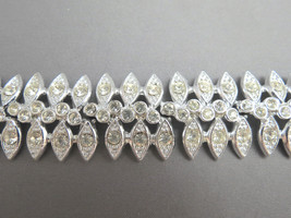 VTG Sarah Coventry Bracelet Wide Rhinestones Stones Rhodium Plated 7.5&quot; ... - $28.99