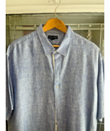 Lands End Shirt Men&#39;s XXL Blue Traditional Fit 100% Linen Button Up Shor... - $408.70 MXN