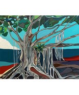 Original painting of a banyan tree, inspired by Lahaina Maui, Hawaii. 16... - $375.00