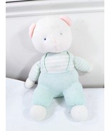 Vintage Eden Baby Teddy Bear Plush Knit White green Overalls stripes str... - €81,16 EUR