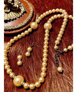 My Mothers Estate-Hand Knotted, Faux Beige Pearls w/Rhinestone Accents Set - £35.97 GBP