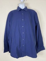 Apt 9 Men Size XL Blue Striped Button Up Shirt Long Sleeve - £5.88 GBP