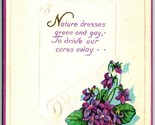 A Peaceful Easter Violets Flowers Poem Scroll Embossed DB Postcard F8 - £3.13 GBP