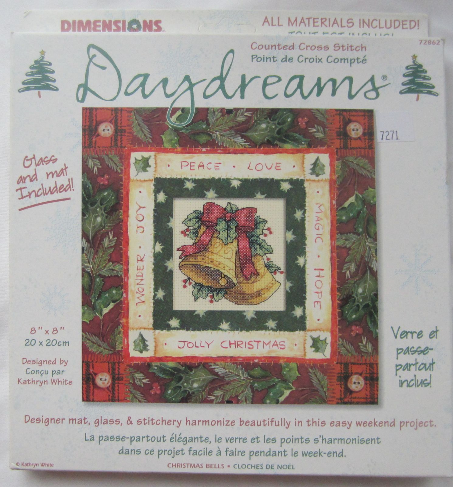Dimensions Counted Cross Stitch Daydreams Christmas Bells Kit 8" x 8" - $15.99