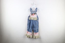 Vtg 90s Oshkosh B&#39;Gosh Vestbak Girls 3T Flared Ruffle Floral Denim Jean ... - £35.48 GBP