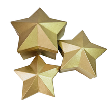 Pottery Barn Gold Star Nesting Box 3 Piece Set 15 Inch Christmas Holiday - £32.88 GBP