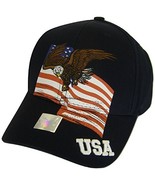 USA Men&#39;s Patriotic American Bald Eagle Adjustable Baseball Cap (Navy) - £11.94 GBP