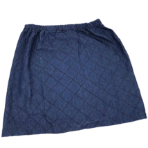 Vintage Handmade Denim Skirt Diamond Pleat Argyle Elastic Waist L - XL Back Slit - £15.59 GBP