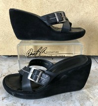 Donald Pliner Black Sport Suede Leather 3.5&quot; Wedge 3/4&quot; Platform Shoe 7 ... - $49.95