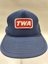 TWA Patch Snapback baseball cap Trucker hat Mesh back Vintage Airline Wo... - $18.76