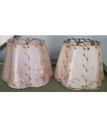Pair Vintage Light Shade Dried Flowers Flowers Floral 6&quot; Tall Woven Cell... - $45.00