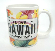 I Love Hawaii Aloha State Mug License Plate Plumeria Flowers ABC Stores - £5.90 GBP