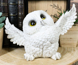 Tundra Forest Arctic White Snow Owl Fat Chick Flapping Its Wings Cute Figurine - £19.92 GBP