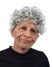 Old Woman Mask Grandma Nice Supersoft Wig Latex Wrinkles Halloween Party MK1005 - £63.48 GBP