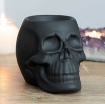 Matte Black Gothic Skull Skeleton Ceramic Votive Candle Essential Oil Wa... - £15.79 GBP