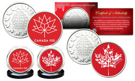 Canada 150 Anniversary Royal Canadian Mint Medallions 2-Coin Set - All Red Logos - $9.46