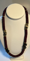 Jewelry Necklace Wood and Acrylic Gold Beads Barrel Screw Closure 23 Inches - £11.73 GBP