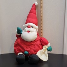 Vintage DanDee 18&quot; Santa Claus Parachute Puffy Plush Nylon Christmas Gift Sack - £19.33 GBP