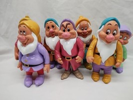 Set Of (7) Vintage Snow White Seven Dwarves Rubber Plastic Posable Figures 6&quot; - £54.50 GBP