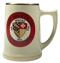 Vtg Saint Xavier College Beer Stein Chicago Illinois Small Gold Tone Rim Trim - £8.21 GBP