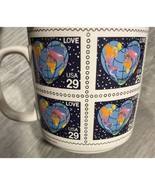 Vtg 90s USPS Papel Postage Stamp Love USA 29 Cents Coffee Mug - $8.69