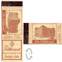 Vintage Matchbook Cover Hillcrest Hotel Toledo Ohio OH John A Riley Mgr 1930s - £6.99 GBP