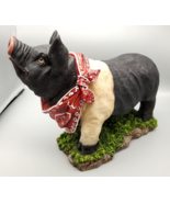Pig Figure With Red Bandana Large Resin NIB Piggy Farmhouse Farm Animal ... - £11.01 GBP