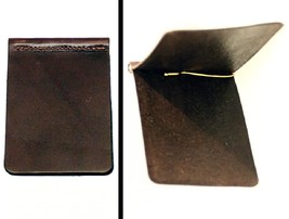Bi-Fold LEATHER MONEY CLIP - DARK BROWN Minimalist Wallet - Amish Handma... - $413.55 MXN