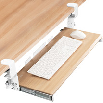 VIVO Light Wood Clamp-on Height Adjustable Keyboard &amp; Mouse Under Desk Tray - £95.11 GBP